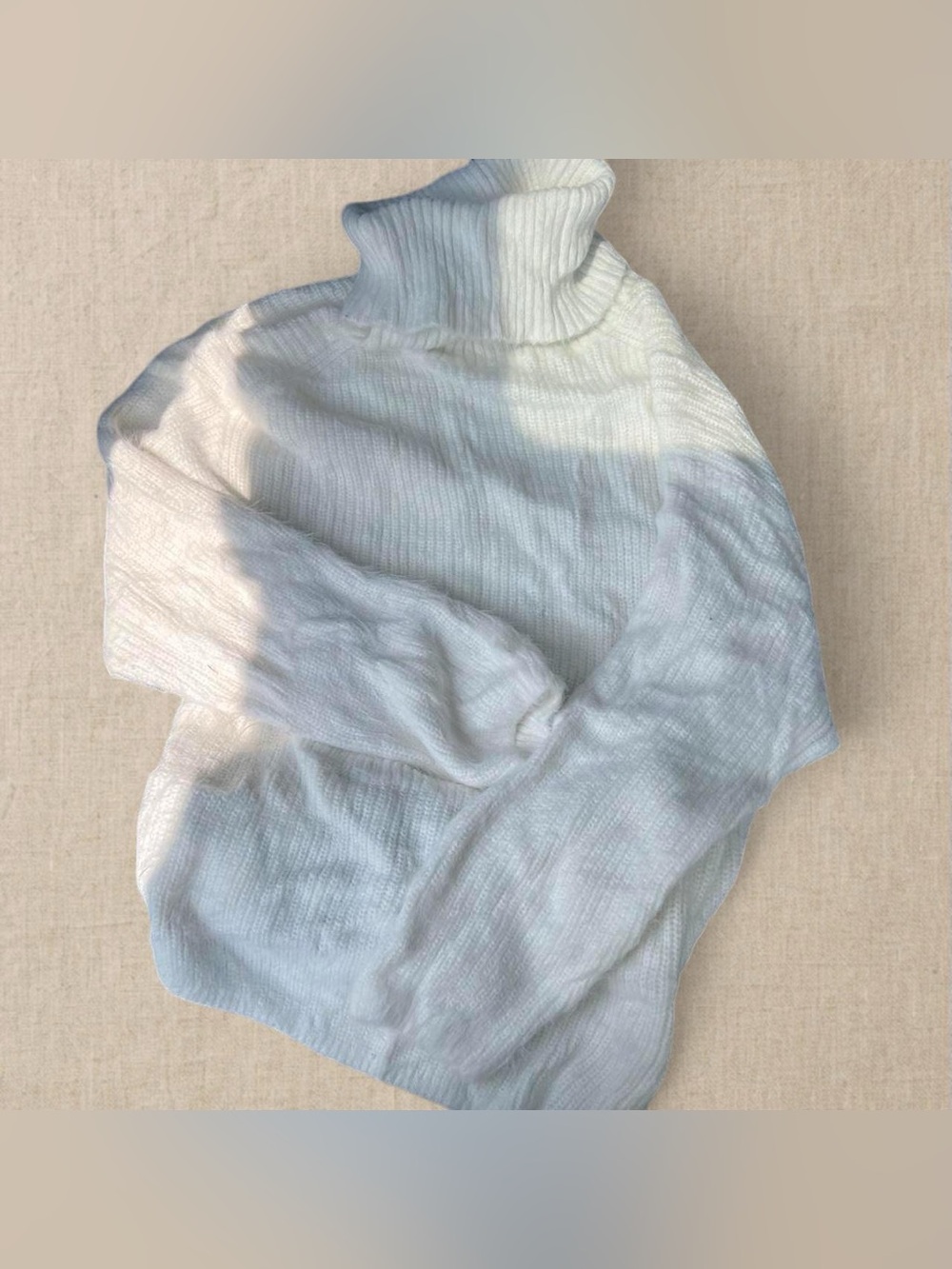 H&M White Ribbed Turtleneck Sweater